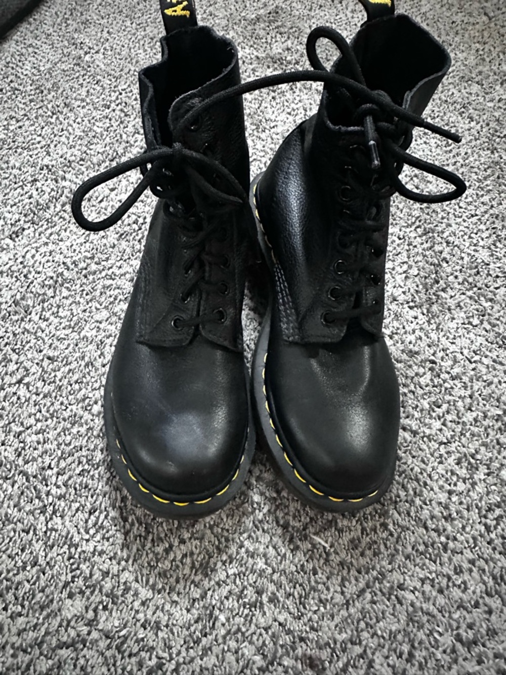 Black Lace-Up Leather Combat Boots